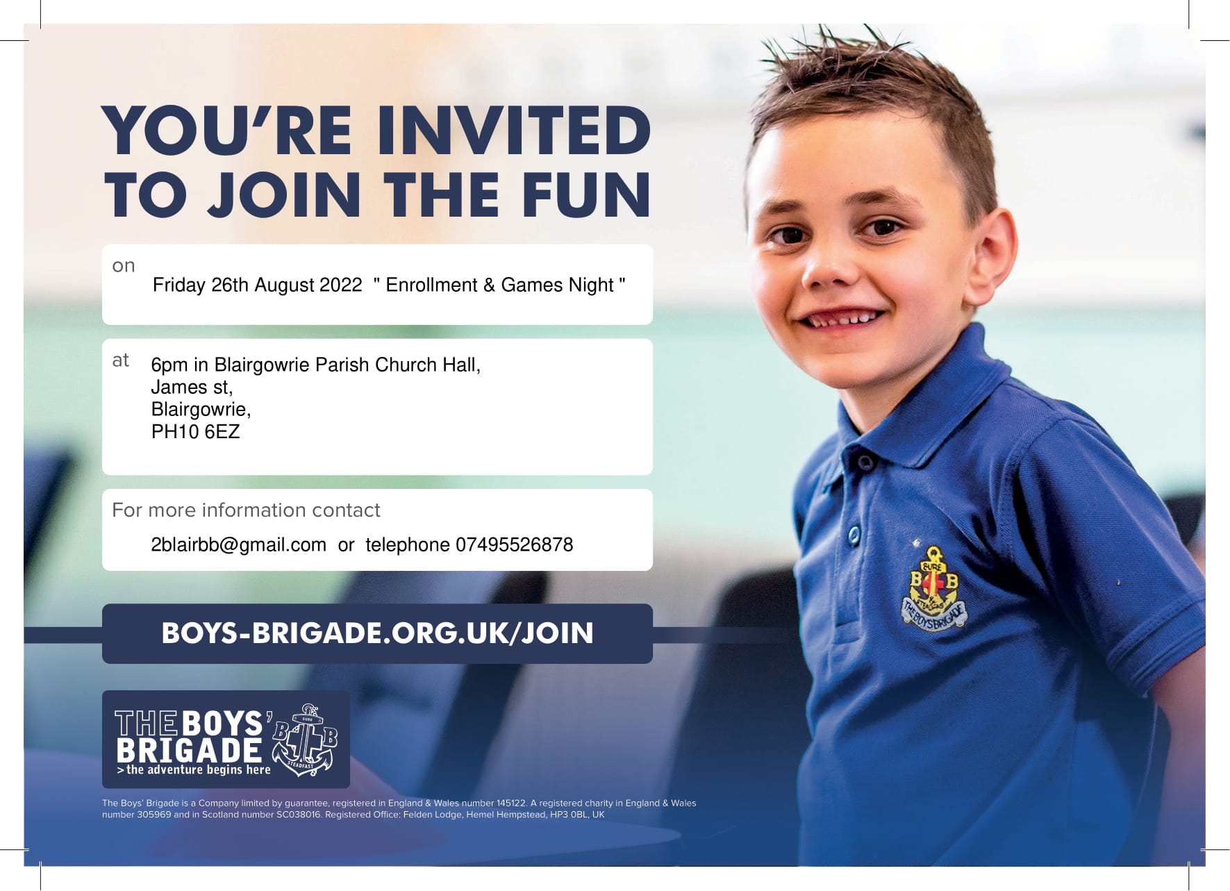 The Boy's Brigade Enrollment and Games Night